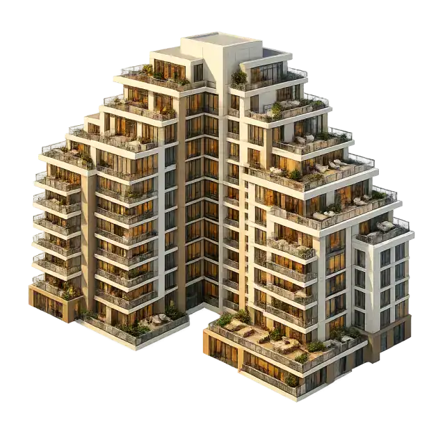 Godrej Vanantara three-quarter aerial of the 36-acre 18-tower apartment township at golden hour