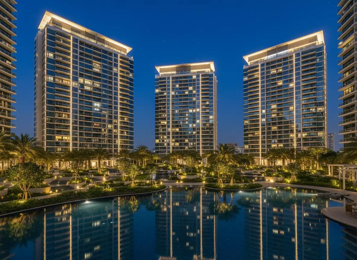 Godrej Vanantara outdoor leisure pool with deck and landscape framing