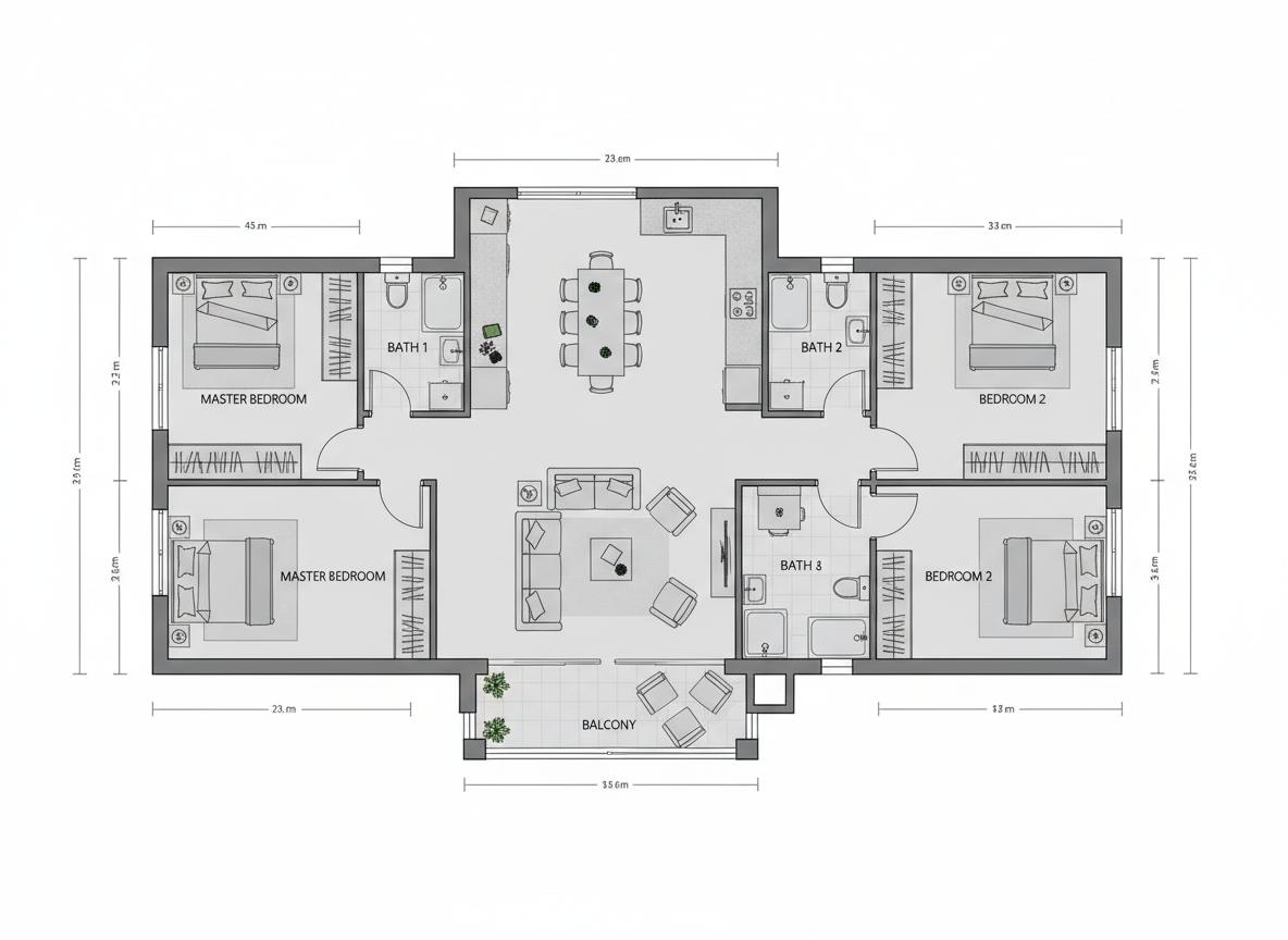 2 BHK floor plan preliminary alternate